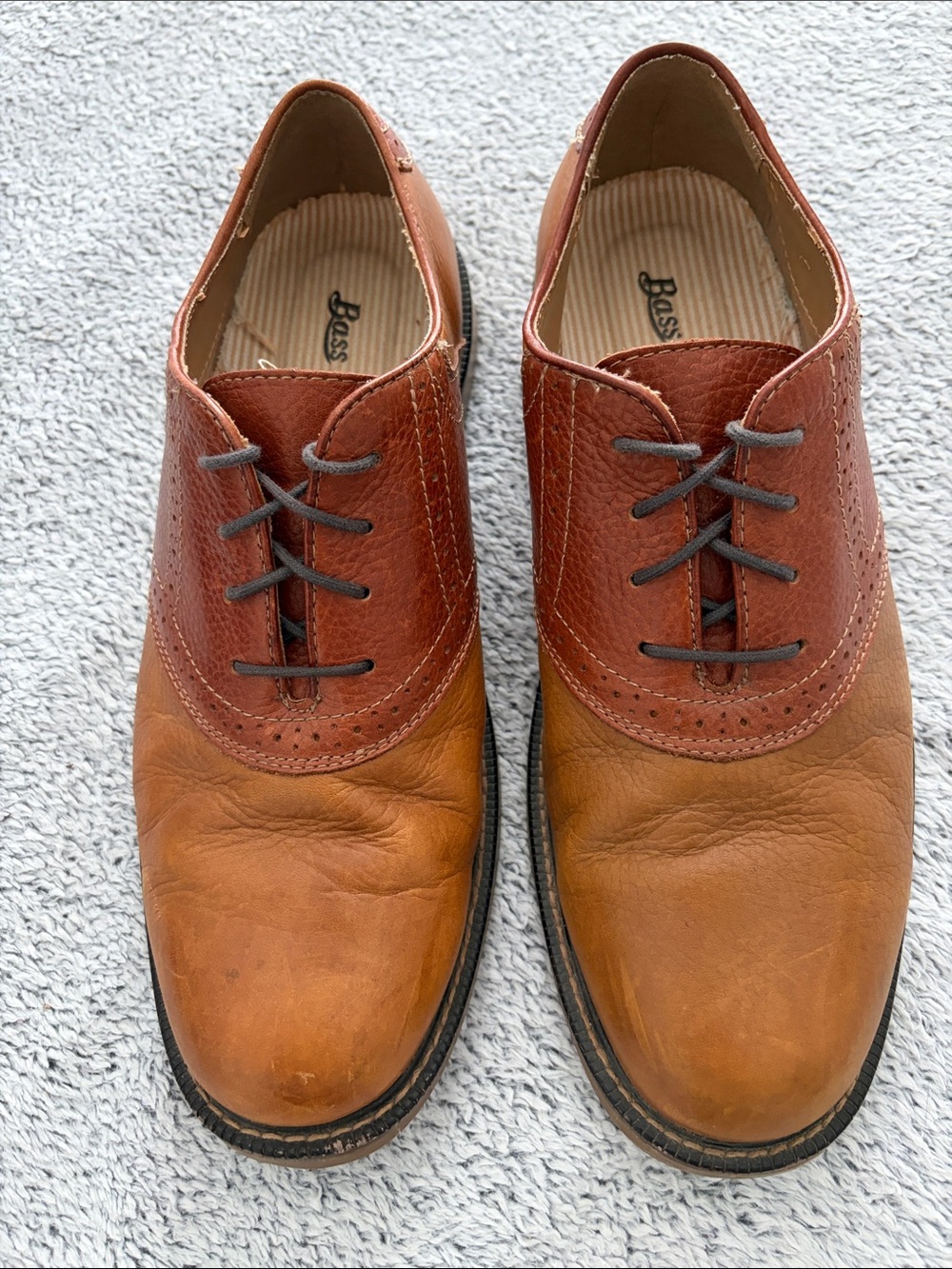 G.H. Bass “Eugene” Two-Tone Leather Oxford Shoes in Chestnut and Cognac size 12